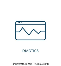 diagtics icon. Thin linear diagtics outline icon isolated on white background. Line vector diagtics sign, symbol for web and mobile