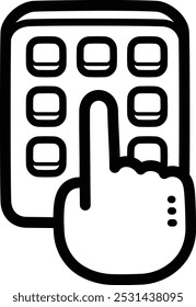 Dial atm pad doodle vector icon and illustration