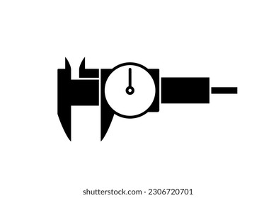 Dial caliper glyph icon. Clipart image isolated on white background
