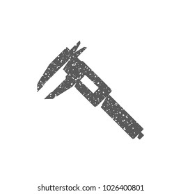 Dial caliper icon in grunge texture. Vintage style vector illustration.
