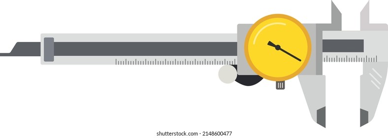 Dial caliper isolated vector on white background. The caliper is normally used for measuring the thickness of materials and small amounts of movement.