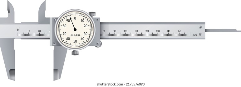 Dial caliper vector on white background. The caliper is normally used for measuring the thickness of materials and small amounts of movement.Vector EPS-10