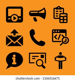dial, chatting, information, smartphone, live and number icon vector set. Flat vector design with filled icons. Designed for web and software interfaces