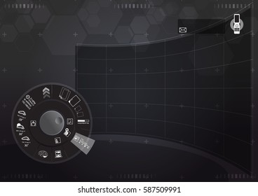 dial futuristic interface black tone curve  screen