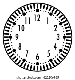 Dial for house, alarm, table, kitchen, wall or grandfather clocks, watch or clock model for kids, for pocket watch, timer or stopwatch, for mark opening, visiting, office, business or working hours.