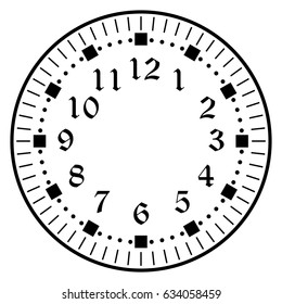 Dial for house, alarm, table, kitchen, wall or grandfather clocks, watch or clock model for kids, for pocket watch, timer or stopwatch, for mark opening, visiting, office, business or working hours.