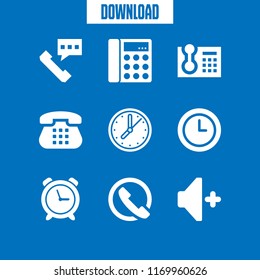 dial icon. 9 dial vector set. telephone, wall clock, phone call and clock icons for web and design about dial theme