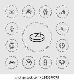 Dial icon. collection of 13 dial outline icons such as call, desk phone, wall clock, wrist watch for woman, wrist watch. editable dial icons for web and mobile.