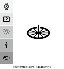 Dial icon. collection of 6 dial filled and outline icons such as wrist watch, sundial, clock, wrist watch for woman. editable dial icons for web and mobile.