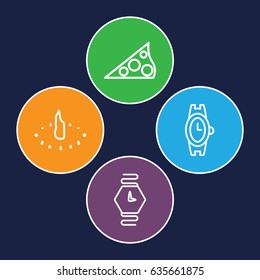 Dial icons set. set of 4 dial outline icons such as wrist watch