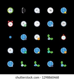 dial icons set with clock, phone call and circular clock vector set
