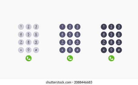 Dial keypad design with numbers and letters. Smartphone interface with call screen. Vector illustration isolated on white background