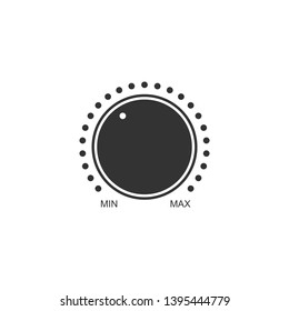 Dial knob level technology settings icon isolated. Volume button, sound control, music knob with number scale, analog regulator. Flat design. Vector Illustration