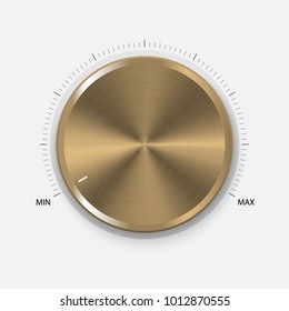 Dial Knob. Realistic Gold Button With Circular Processing. Volume settings, sound control