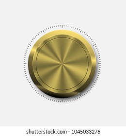 Dial Knob. Realistic Gold Button