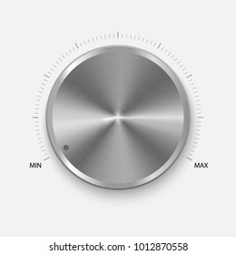 Dial Knob. Realistic Metal Button With Circular Processing. Volume settings, sound control