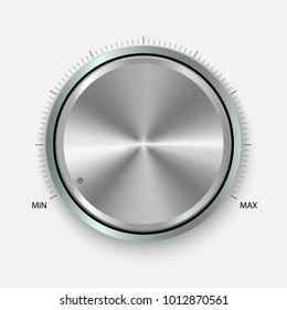 Dial Knob. Realistic Metal Button With Circular Processing. Volume settings, sound control