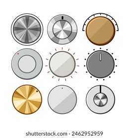 dial knob set cartoon. level round, max control, turn circle dial knob sign. isolated symbol vector illustration