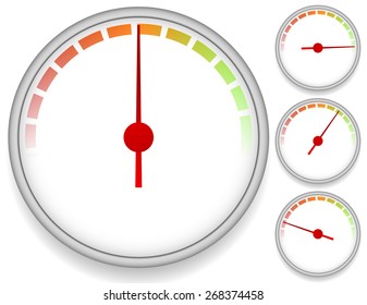 Dial Meter Templates with Fading Units. Set at 4 Stages. Vector