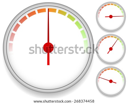 Dial Meter Templates with Fading Units. Set at 4 Stages. Vector