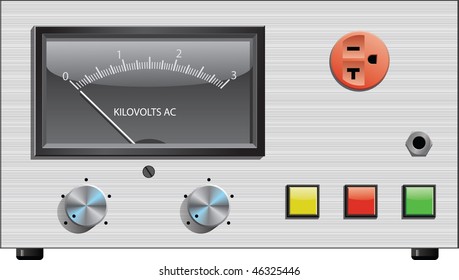 Dial or needle-type analog kilovolts measuring device.