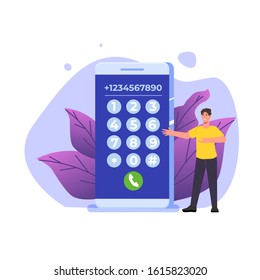 Dial number, connection concept. Flat style Vector illustration.