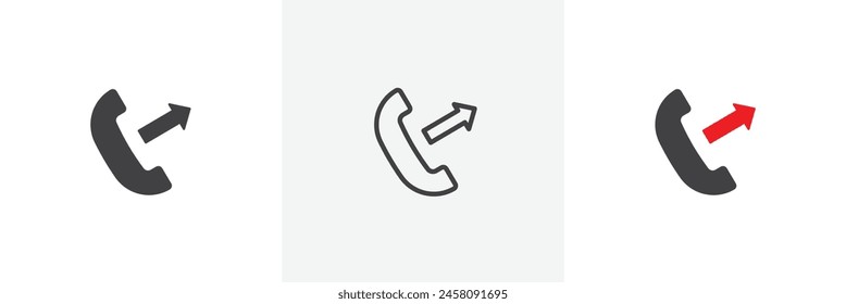 Marcar conjunto de iconos salientes. Símbolo de Vector de acción de llamada de teléfono.