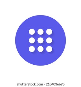 Dial pad button icon vector isolated on circle background