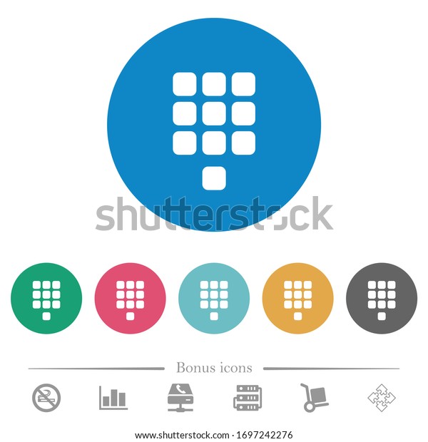 丸い色の背景にダイヤルパッドの白いアイコン 6個のボーナスアイコンが含まれます のベクター画像素材 ロイヤリティフリー