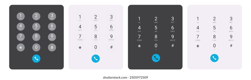 Dial Pad Icon Set - Sleek Black and White Vector Graphics for Telecommunication Interfaces, Modern User Input Design, and Phone Keypad Applications