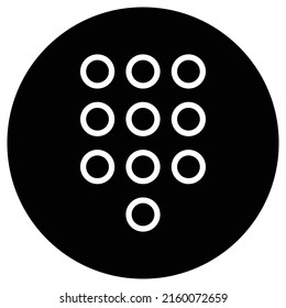 Dial pad icon vector. Flat design. White icon on black circle. White background.ai