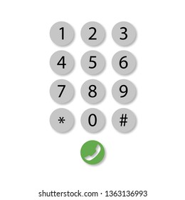 dial pad on phone with shadow, vector illustration