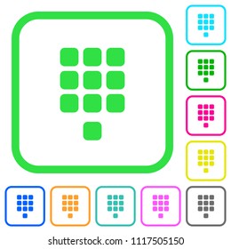 Dial pad vivid colored flat icons in curved borders on white background