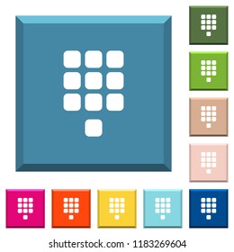 Dial pad white icons on edged square buttons in various trendy colors