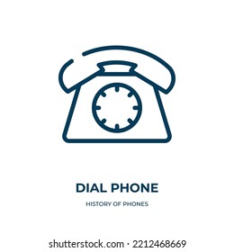 Dial phone icon. Linear vector illustration from history of phones collection. Outline dial phone icon vector. Thin line symbol for use on web and mobile apps, logo, print media.