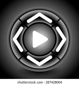 Dial (round button) with 4-way arrows and button at center. Remote or generic controller for multimedia (video).