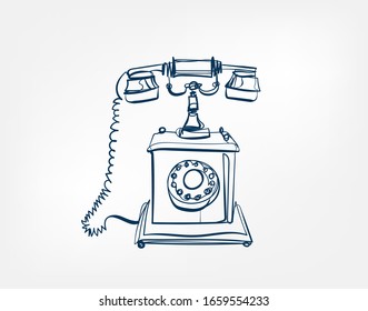 dial telephone vector art line isolated doodle illustration