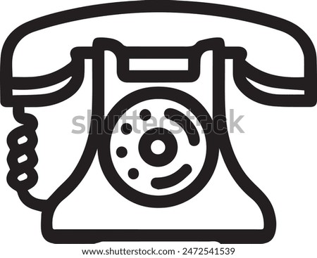 Dial telephone vector art line isolated doodle illustration. Single line style illustration of a telephone. Old telephone one line drawing continuous design minimalism. Retro phone vector illustration