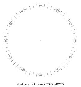 dial template for elegant watches, time circle with decorative elements, second, isolated on a white background, vector illustration