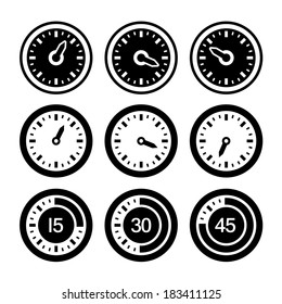 Dial and Timers Icons Set. Vector