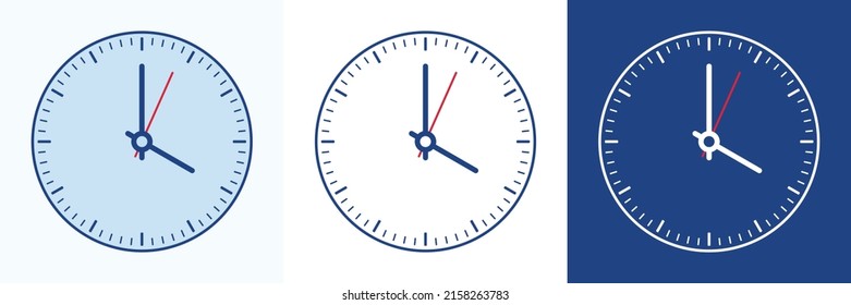 Dial wall clock design. Simple classic wall clock icon. Vector illustration