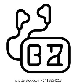 Vector de contorno de iconos de auriculares de dialecto. Habla la aplicación. Teléfono móvil Megaphone