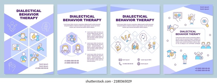 Dialectical behavior therapy brochure template. Leaflet design with linear icons. Editable 4 vector layouts for presentation, annual reports. Arial-Black, Myriad Pro-Regular fonts used svg