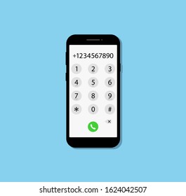 Dialing a number in phone. Flat design. Vector