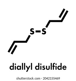 Diallyl disulfide garlic molecule. One of the compounds responsible for taste, smell and health effects of garlic. Skeletal formula.