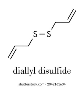 Diallyl disulfide garlic molecule. One of the compounds responsible for taste, smell and health effects of garlic. Skeletal formula.