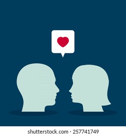 Dialog about love. Vector illustration, flat design