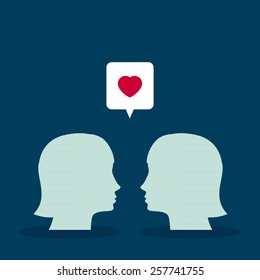 Dialog about love. Vector illustration, flat design