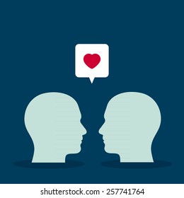 Dialog about love. Vector illustration, flat design
