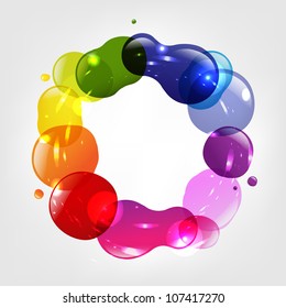 Dialog Balloon And Color Blobs, Vector Illustration